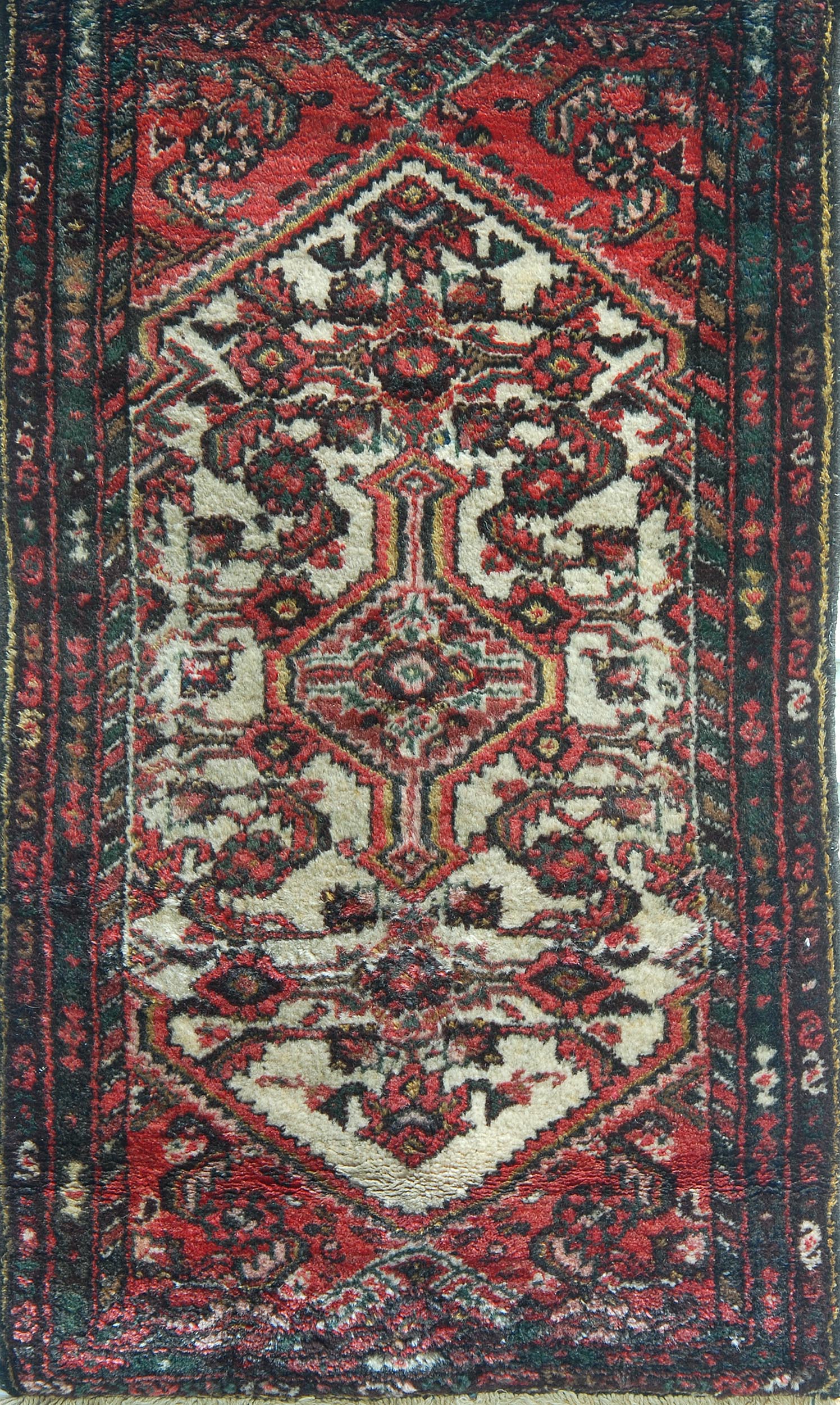 Appraisal: ORIENTAL RUG HAMADAN MAT ' x ' An ivory field