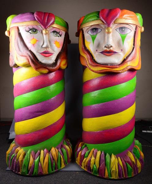 Appraisal: Lot Of Very Large Rio Styrofoam Column Statues Colorful painted