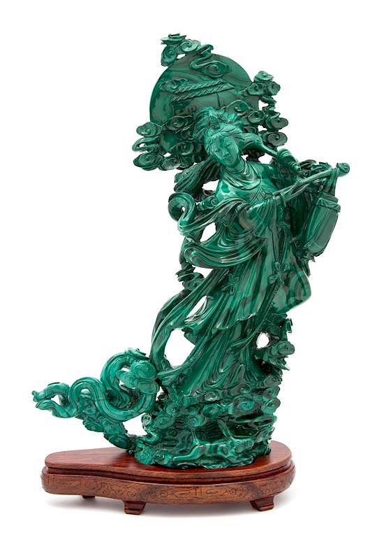 Appraisal: A Chinese Carved Malachite Figure of an Immortal Height x