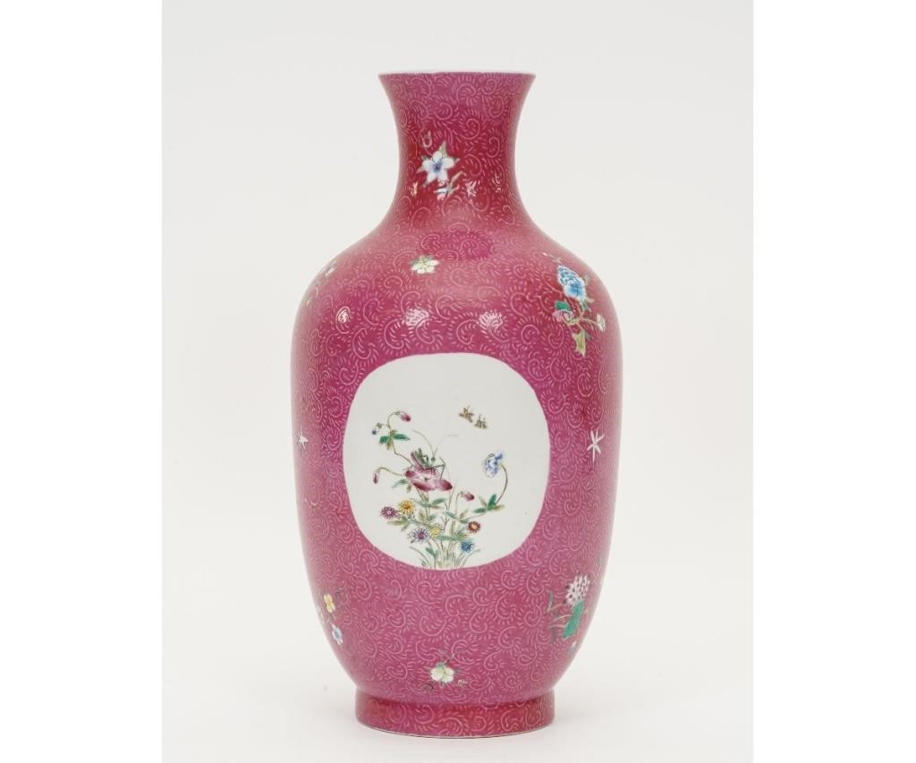 Appraisal: Chinese porcelain vase decorated with flowers and insects Chien Lung