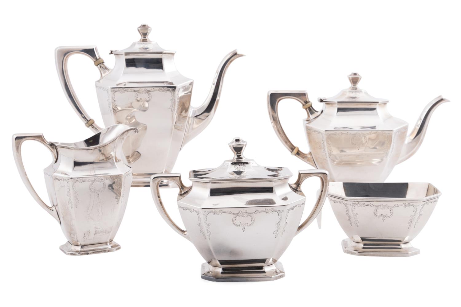 Appraisal: PC R WALLACE STERLING HOT BEVERAGE SERVICE Five piece sterling