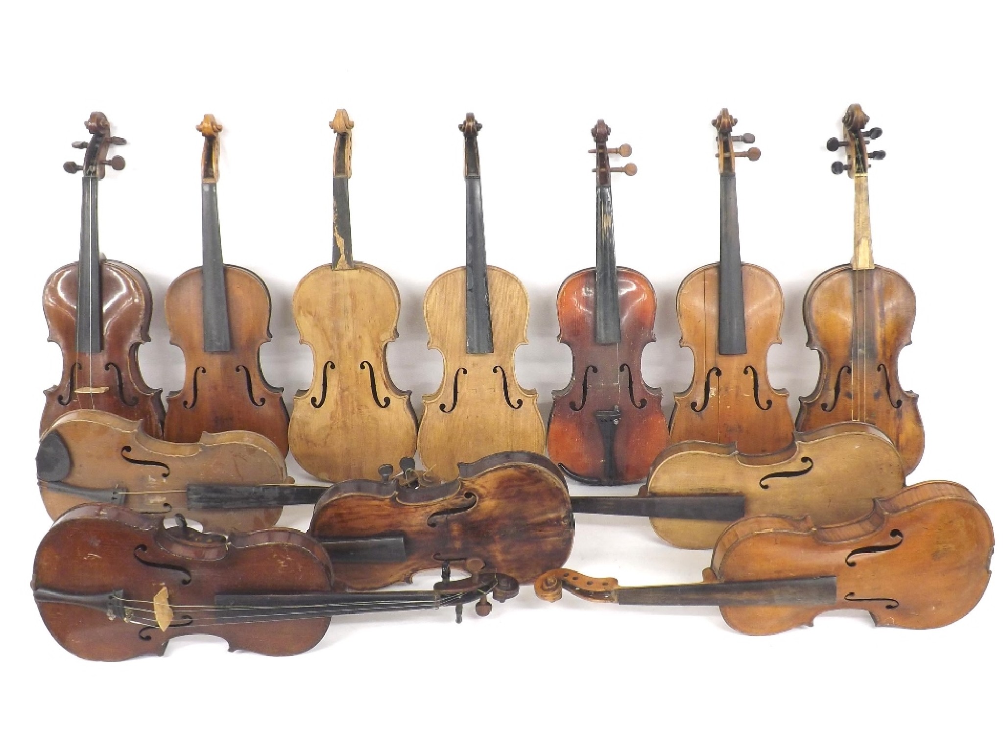 Appraisal: Twelve various full size violins in need of restoration or