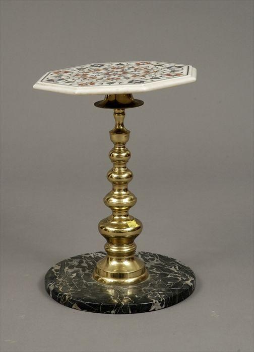 Appraisal: Italian Pietra Dura Marble and Brass Occasional Table in in