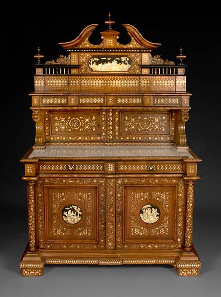 Appraisal: An Italian Baroque style bone and ivory inlaid credenza fourth