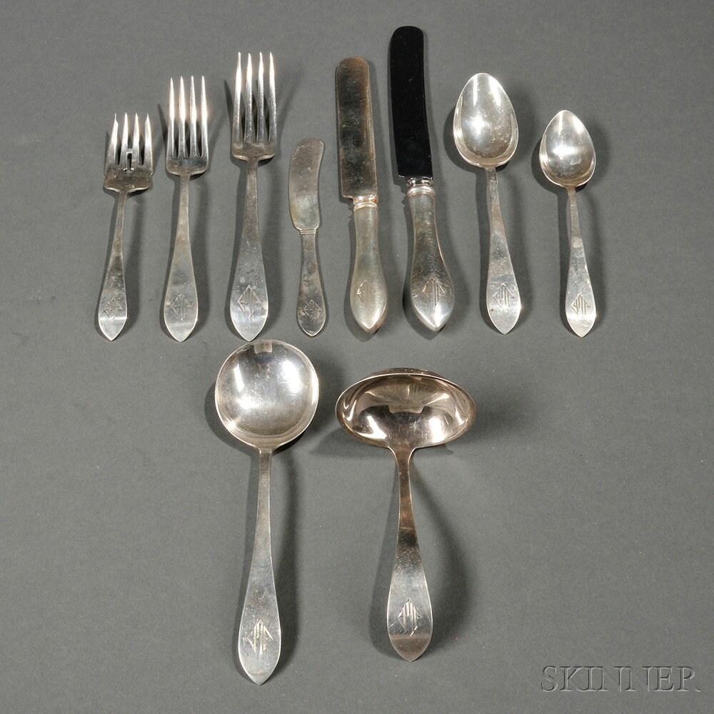 Appraisal: Dominick Haff Pointed Antique Pattern Sterling Silver Flatware Service New