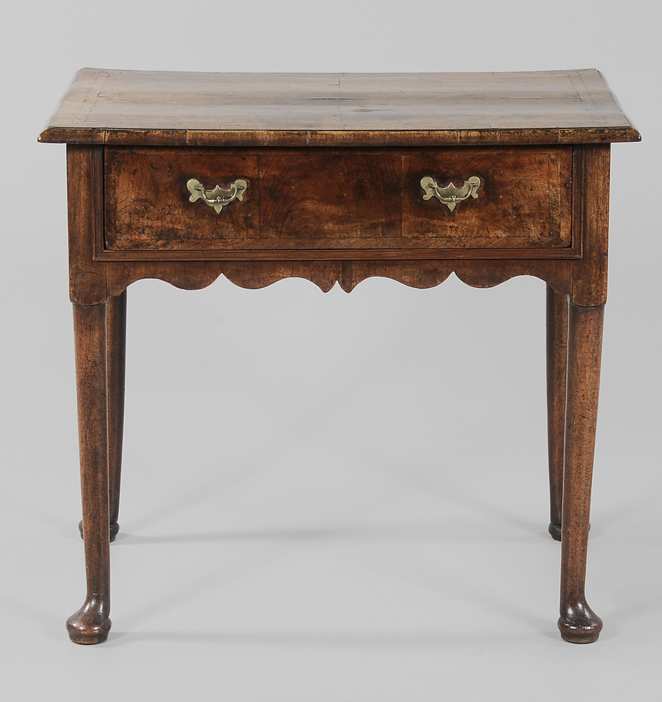 Appraisal: Queen Anne Burlwood Dressing Table British th century bookmatched figured