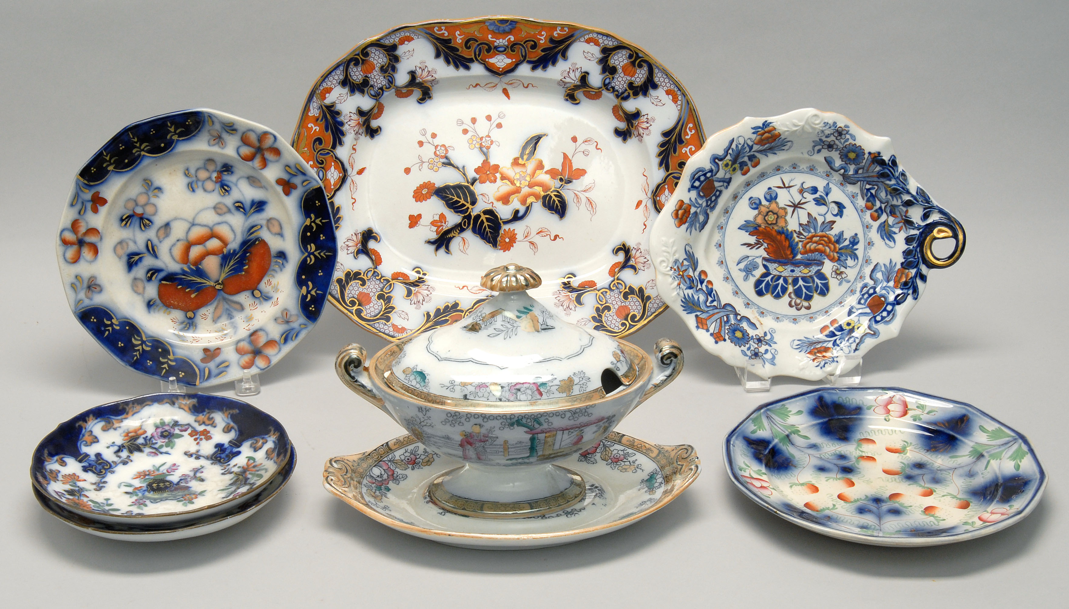 Appraisal: SEVEN PIECES OF ASSEMBLED TH CENTURY ENGLISH IRONSTONE TABLEWARE a