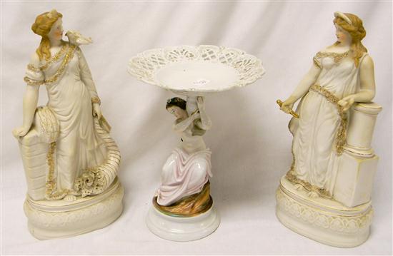 Appraisal: Three classical figures a pair both with gilt accents one