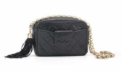 Appraisal: A Black Quilted Leather Chanel Shoulder Bag Black soft quilted