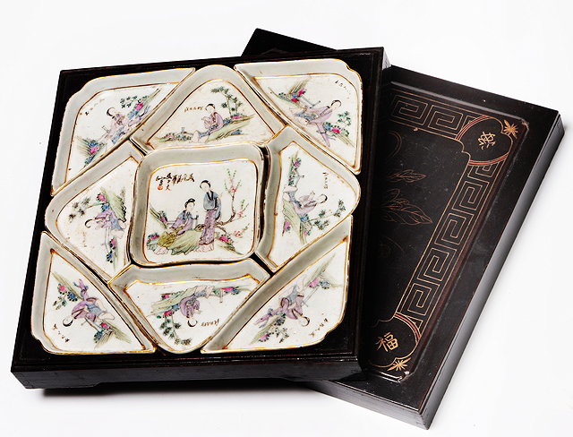 Appraisal: A CHINESE PORCELAIN SUPPER SET consisting of nine shaped dishes