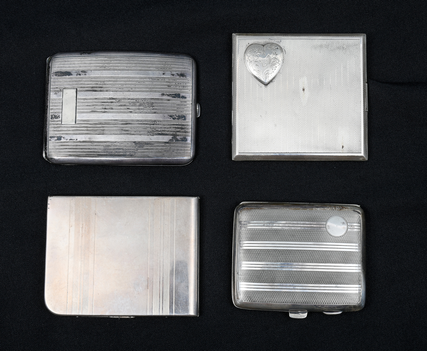 Appraisal: ART DECO STERLING SILVER CIGARETTE CASES Comprising - Curved Elgin