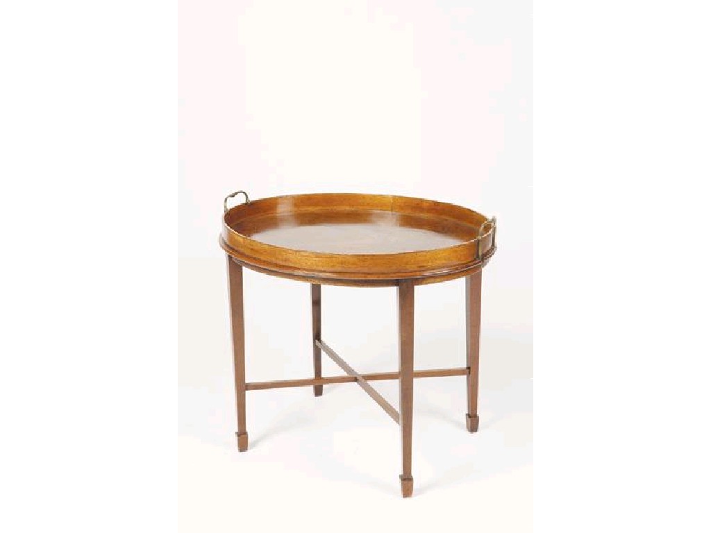 Appraisal: A LATE GEORGE III OVAL MAHOGANY TRAY ON STAND with