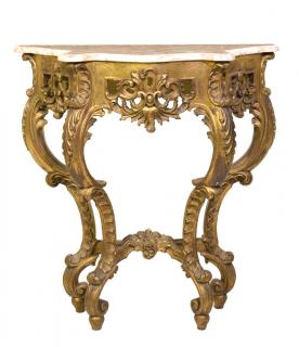 Appraisal: A LOUIS XV STYLE GILTWOOD MARBLE TOP CONSOLE A LOUIS