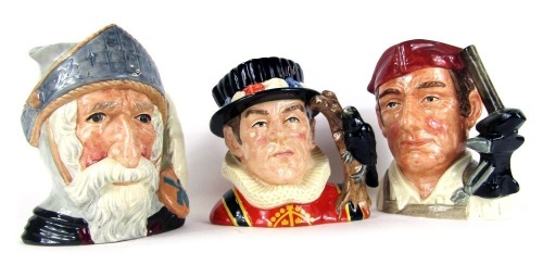 Appraisal: Three large Royal Doulton character jugs comprising The Yeoman of