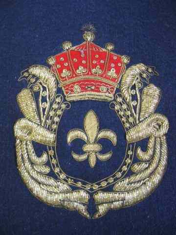 Appraisal: Pair of Decorator Pillows gold thread design with fleur-de-lis crown