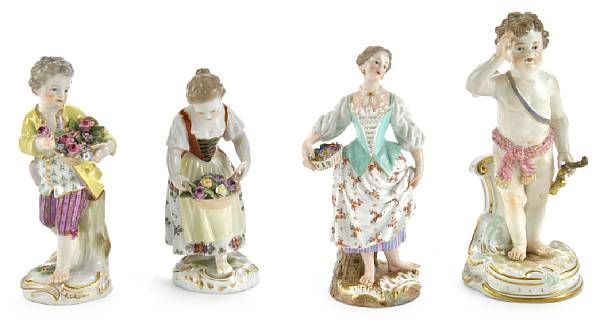 Appraisal: A group of four Meissen porcelain figures late th early