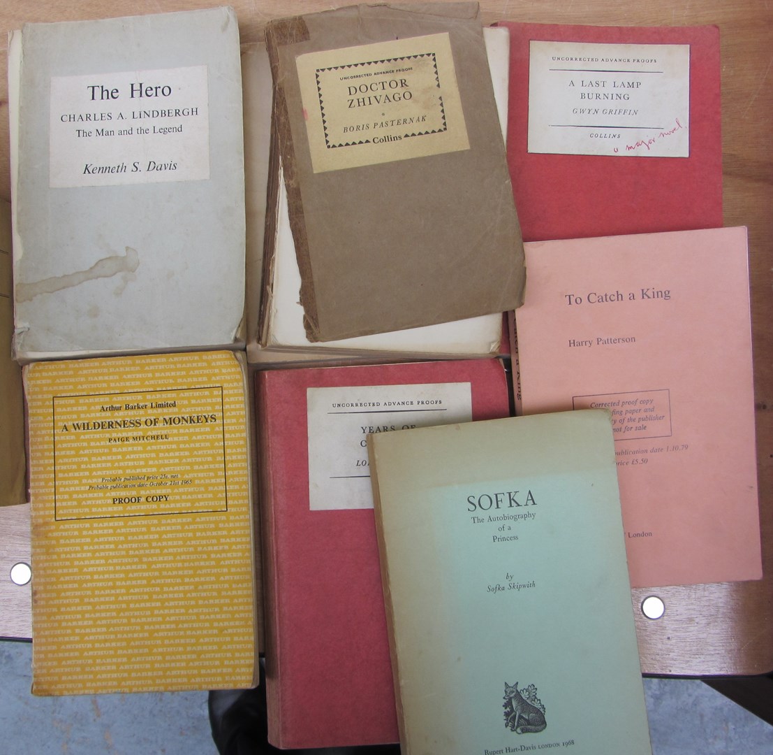 Appraisal: LITERARY a selection of proof copies of mostly novels from