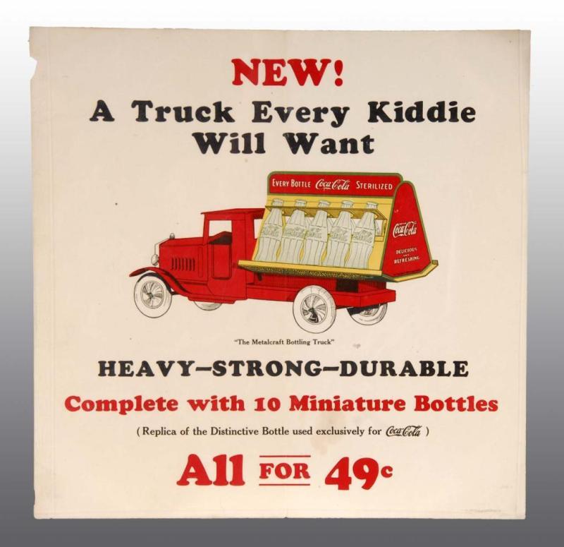 Appraisal: Paper Coca-Cola Metalcraft Truck Advertisement Description Sealed in hard plastic