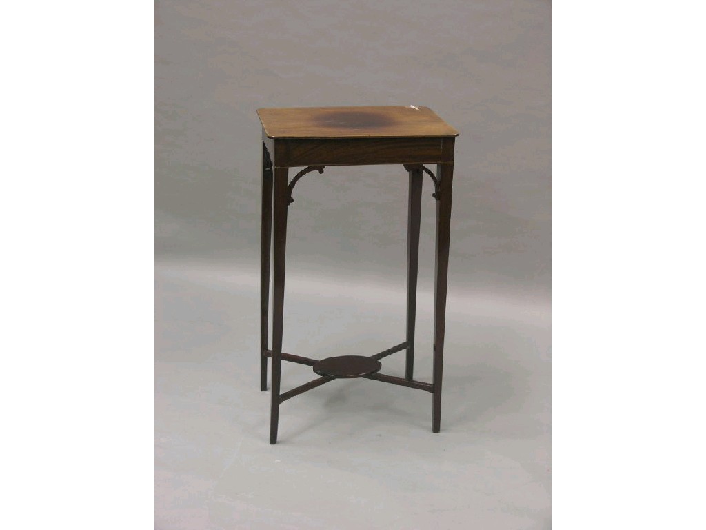 Appraisal: A small Edwardian mahogany side table rectangular shape on square