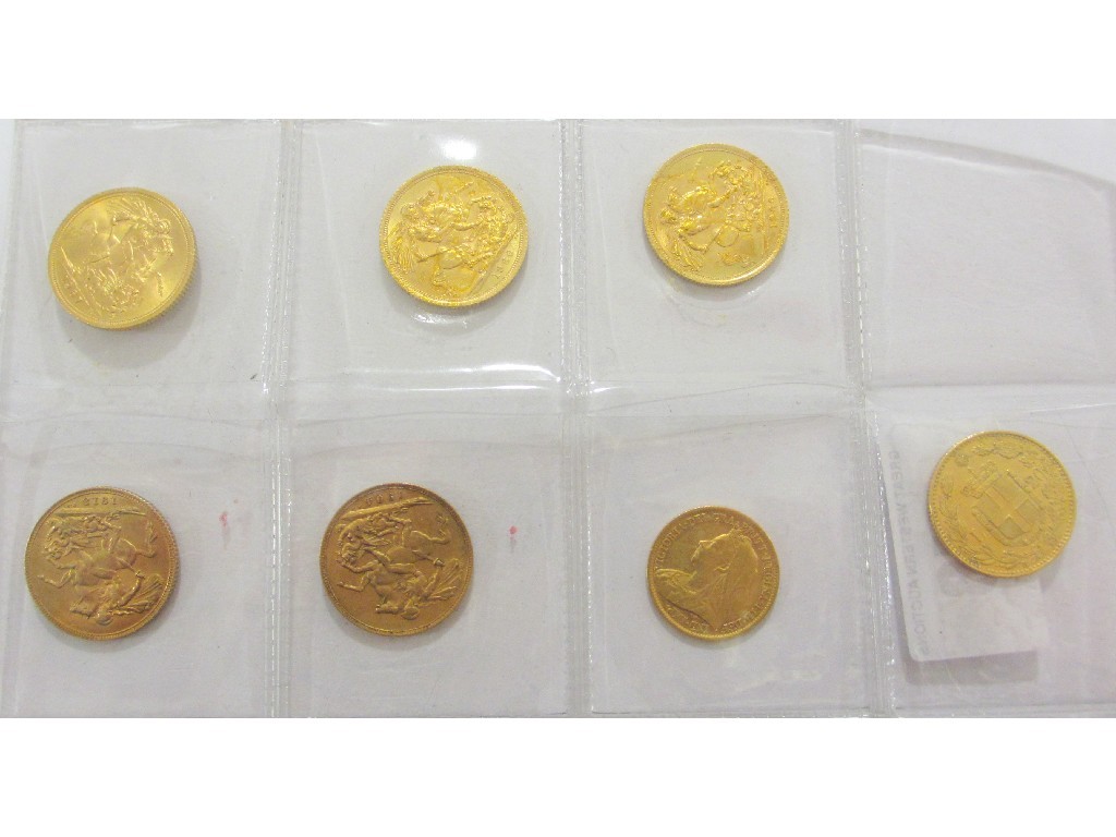 Appraisal: Lot comprising Italian lira gold coin dated three Queen Elizabeth