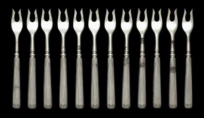 Appraisal: Set of twelve Buccellati silver fish forksWith two tines and