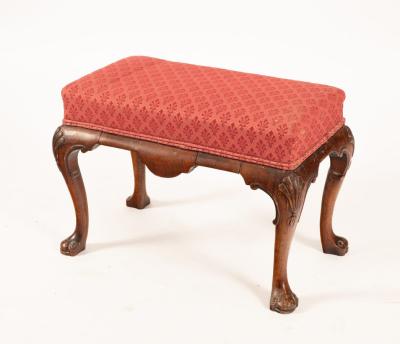 Appraisal: A Queen Anne style stool with upholstered seat on cabriole