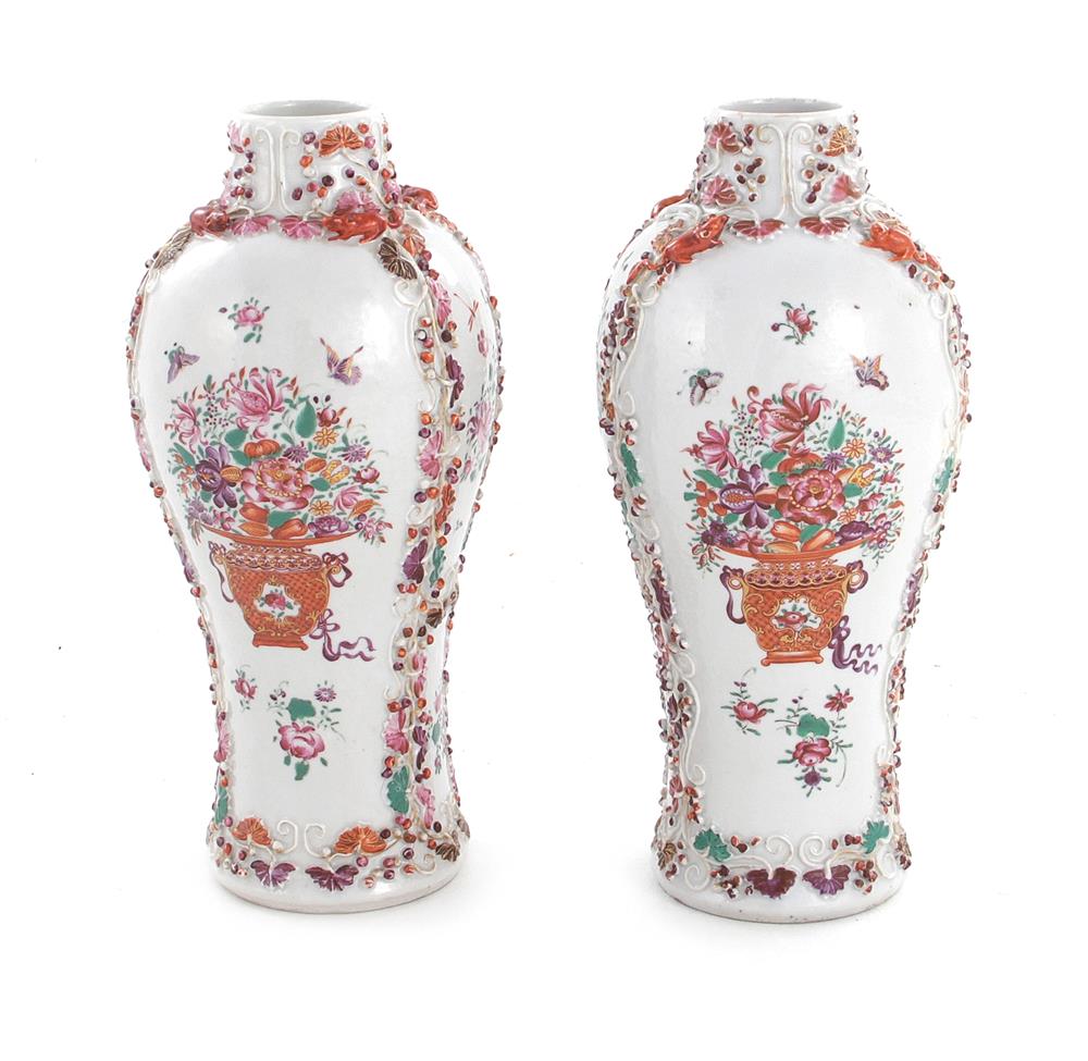 Appraisal: Pair Chinese famille rose porcelain vases Qianlong circa in the