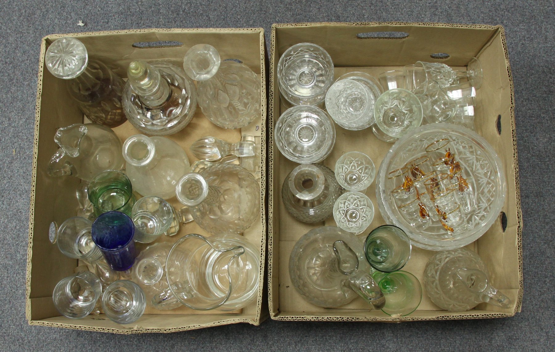 Appraisal: A quantity of cut glass including nine decanters a claret