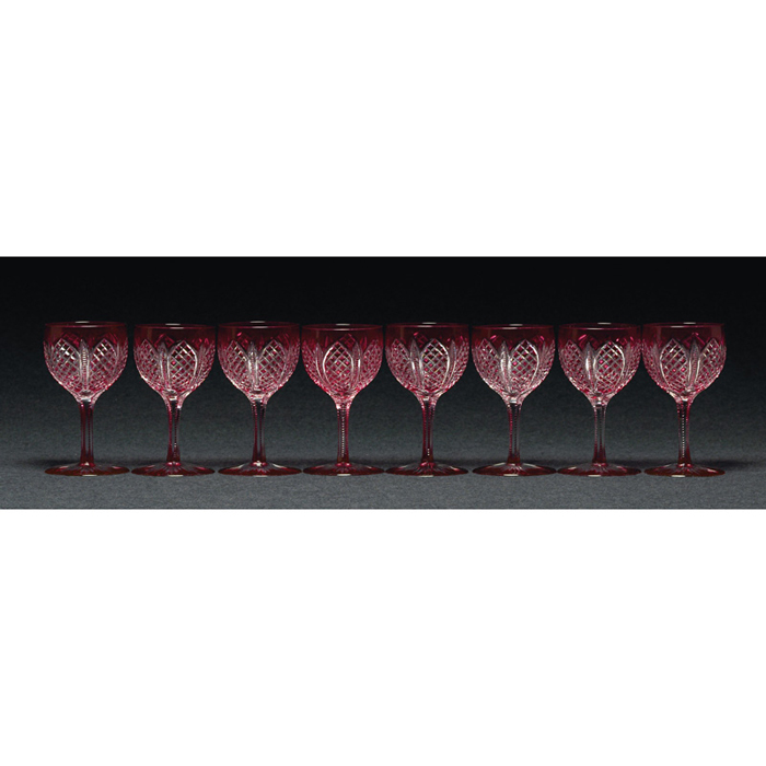 Appraisal: Cut Glass glasses set of eight red cut to clear