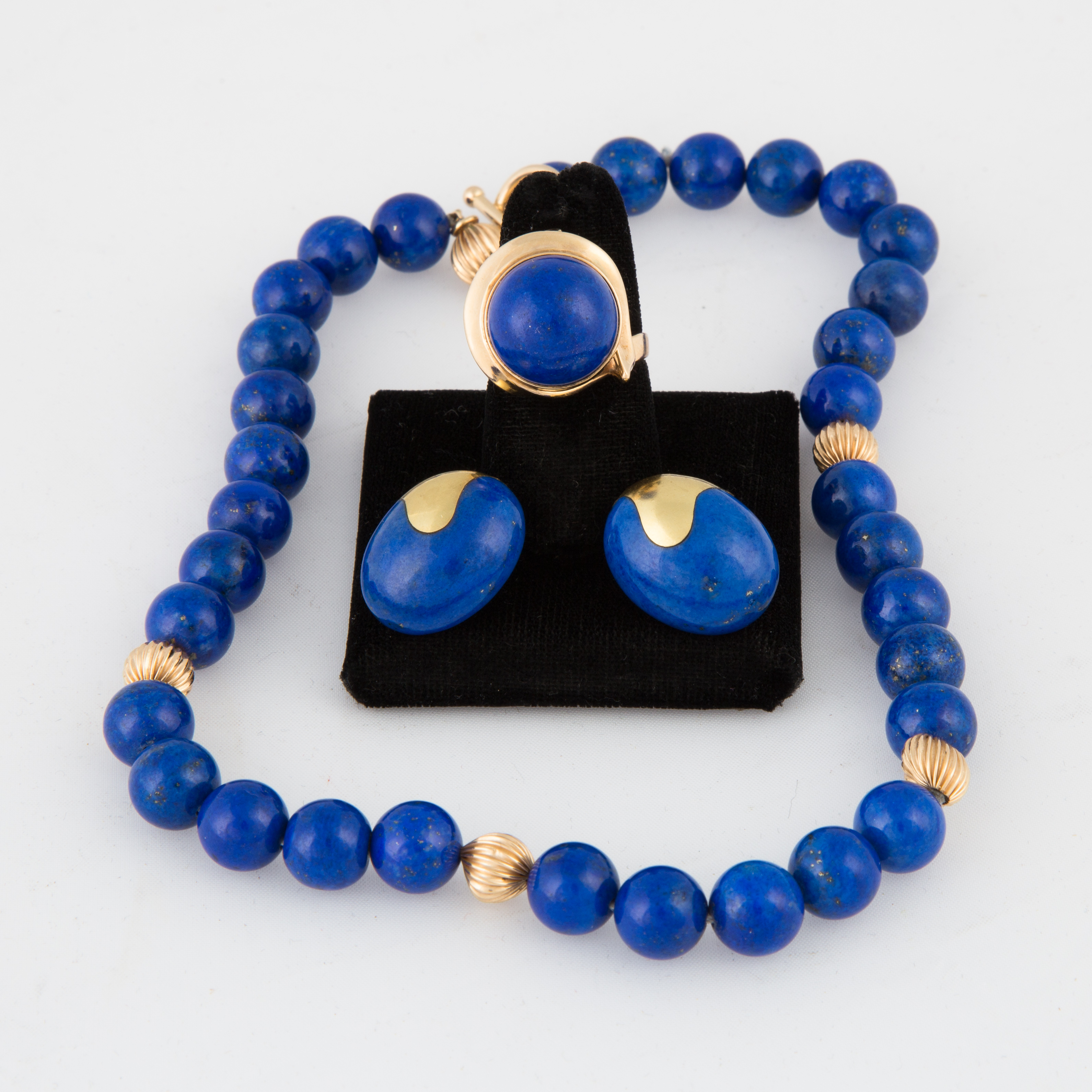 Appraisal: Lapis Lazuli Group Beaded necklace mm - mm k toggle