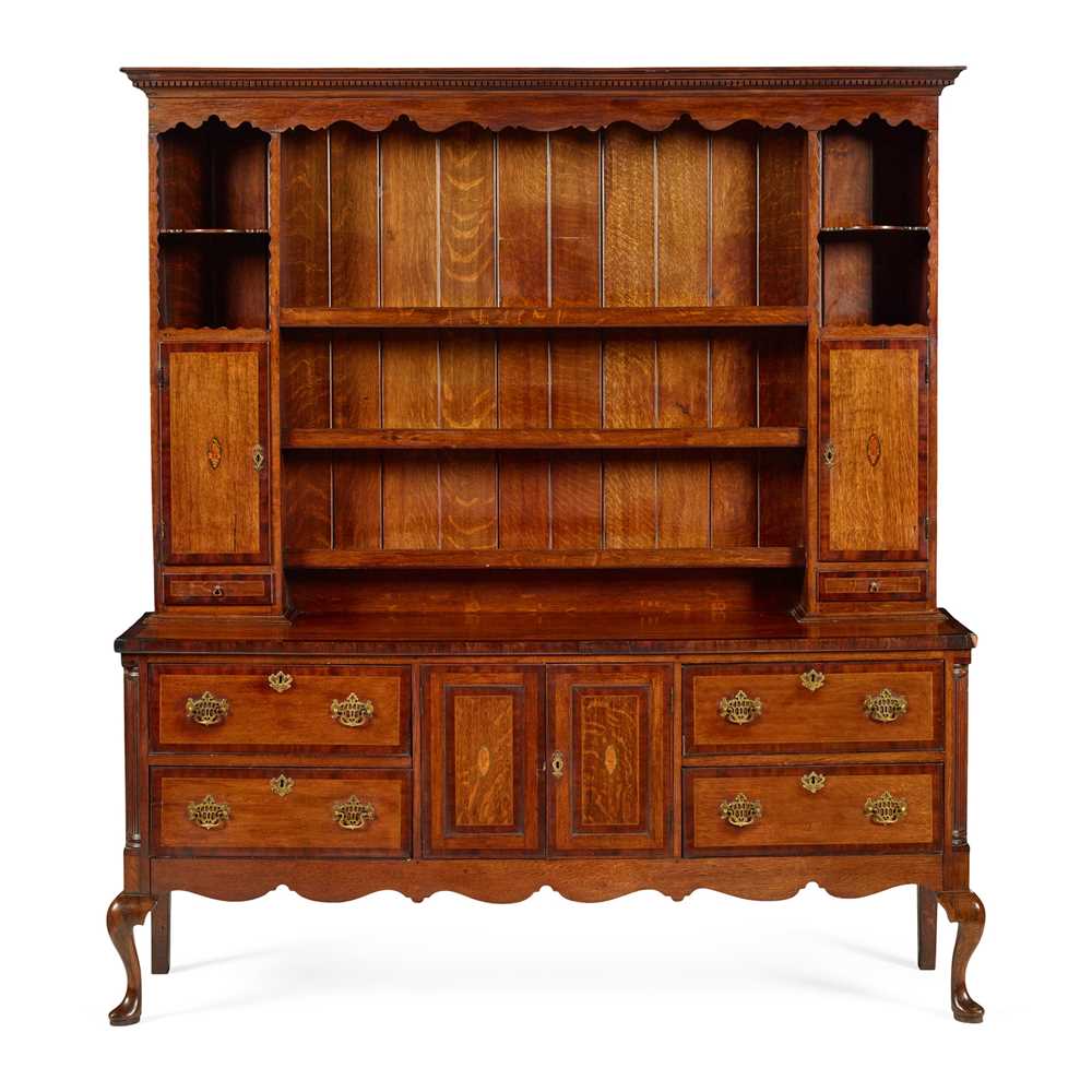 Appraisal: GEORGE III OAK AND MAHOGANY BANDED DRESSER LATE TH CENTURY