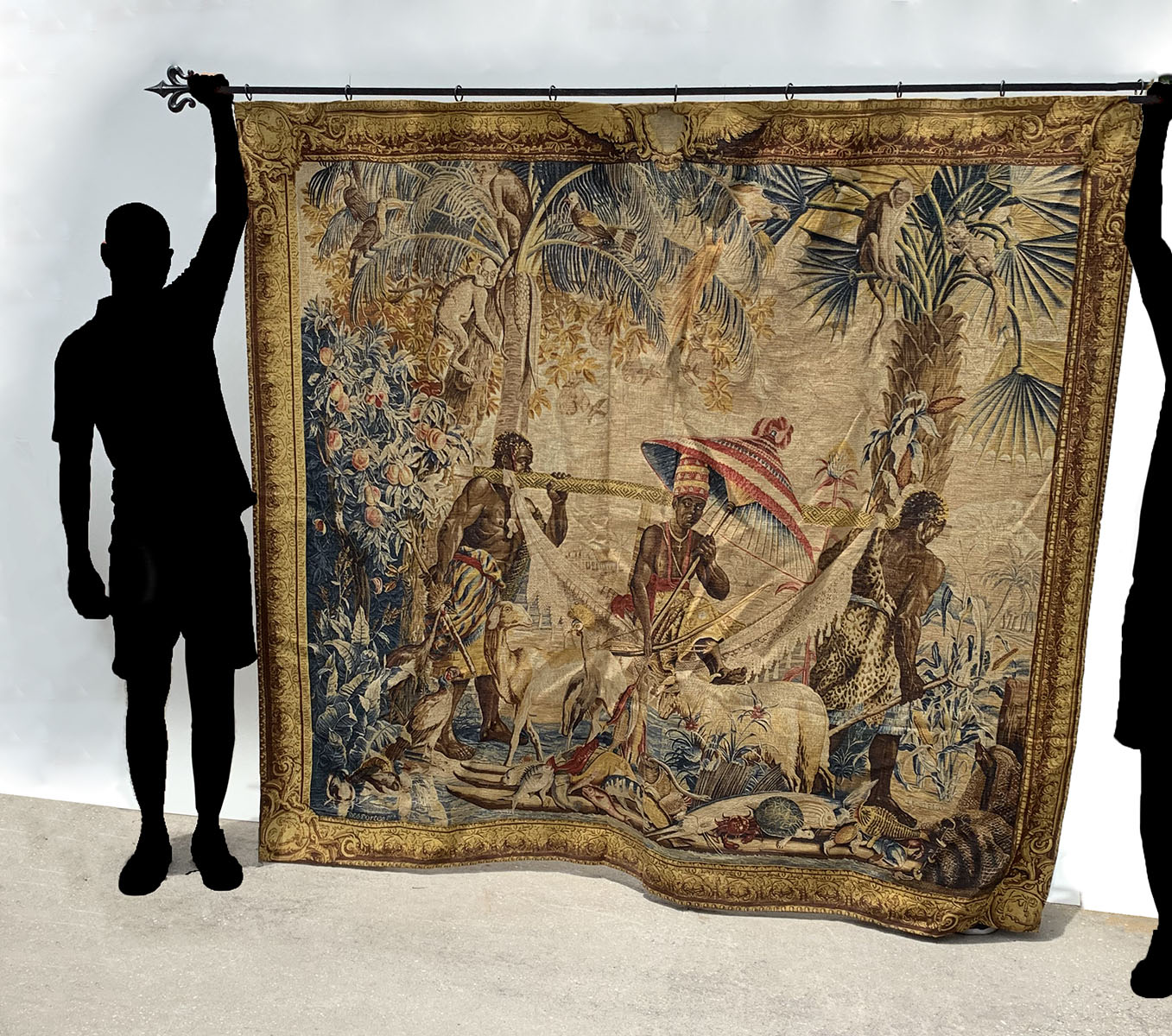 Appraisal: D'ART DE RAMBOUILLET FRENCH TAPESTRY Le Roi Rorte par deux