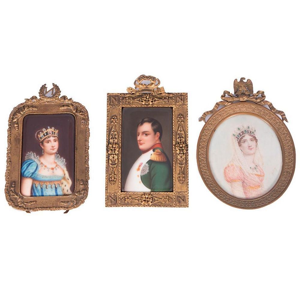 Appraisal: Three Miniature Portraits One of Napoleon Two of Eugeni Two