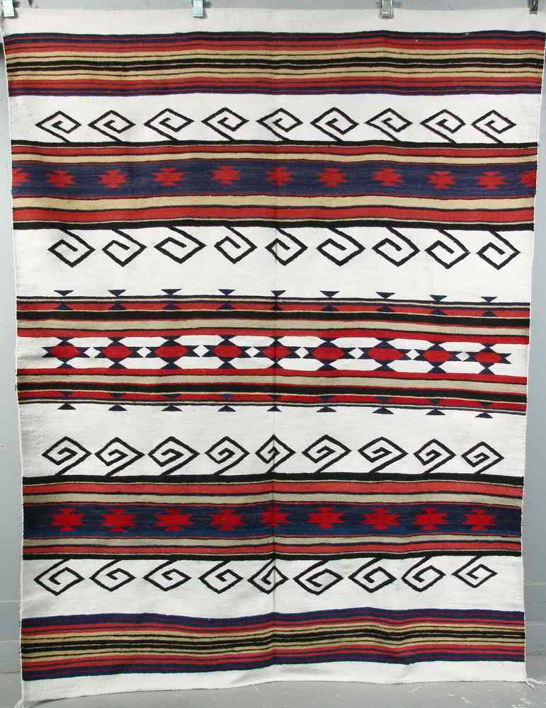 Appraisal: NAVAJO RUG - Vintage Navajo Rug with cream ground lazy