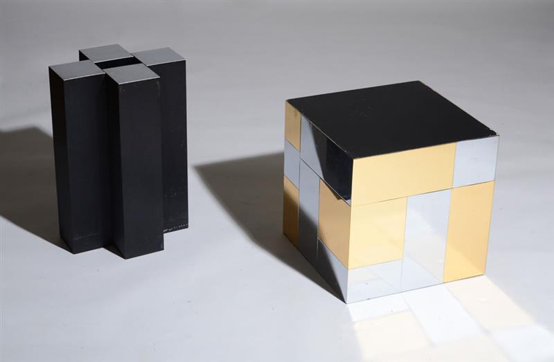 Appraisal: PAUL EVANS CUBE TABLE Together with a table base x