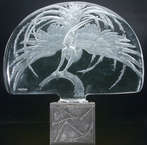 Appraisal: R LALIQUE Firebird sourtout Oiseau de Feu clear and frosted