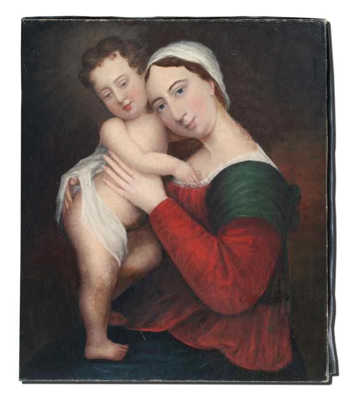 Appraisal: EARLY TH TH C OIL CANVAS MADONNA AND CHILD ''