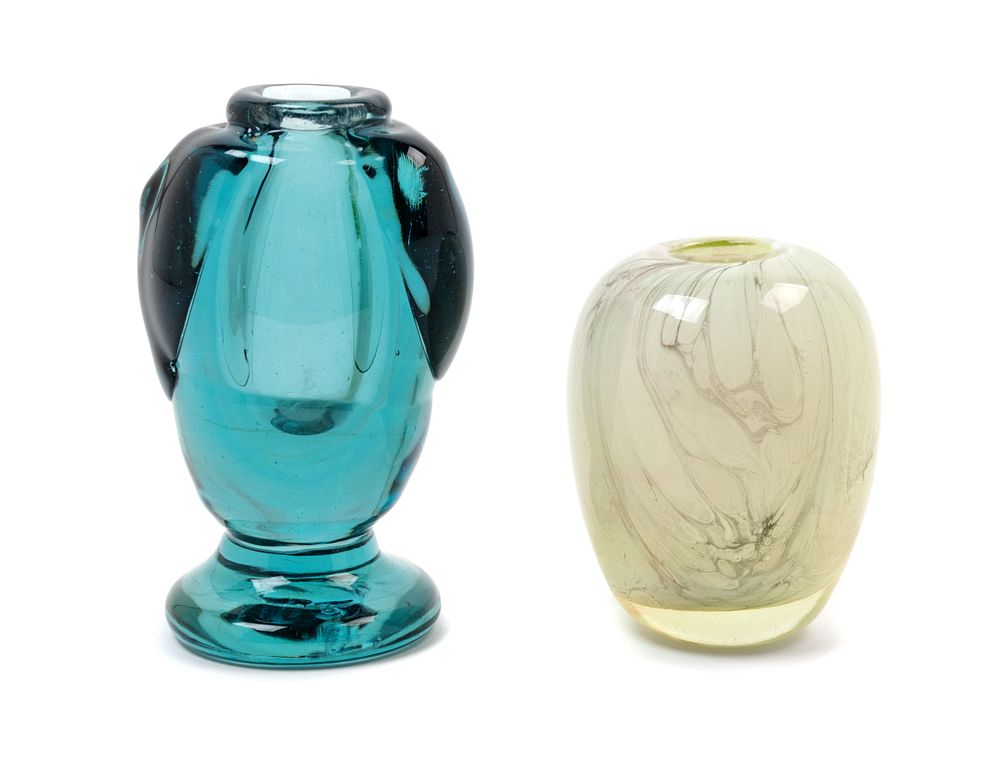 Appraisal: Dominick Labino American - Two Paperweight Vases Dominick Labino American