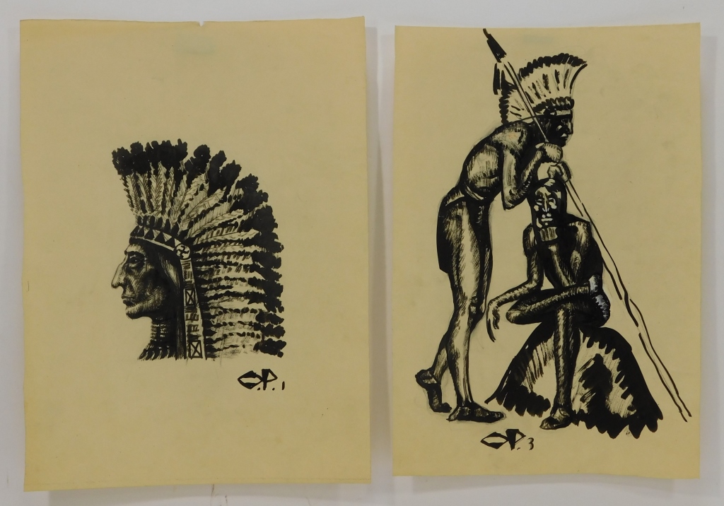 Appraisal: OTTO PLAUG JR NATIVE AMERICAN INDIAN DRAWINGS New York Germany