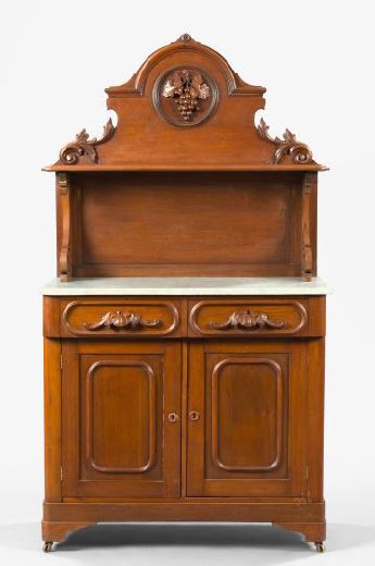 Appraisal: American Rococo Revival Walnut and Marble-Top Sideboard third quarter th