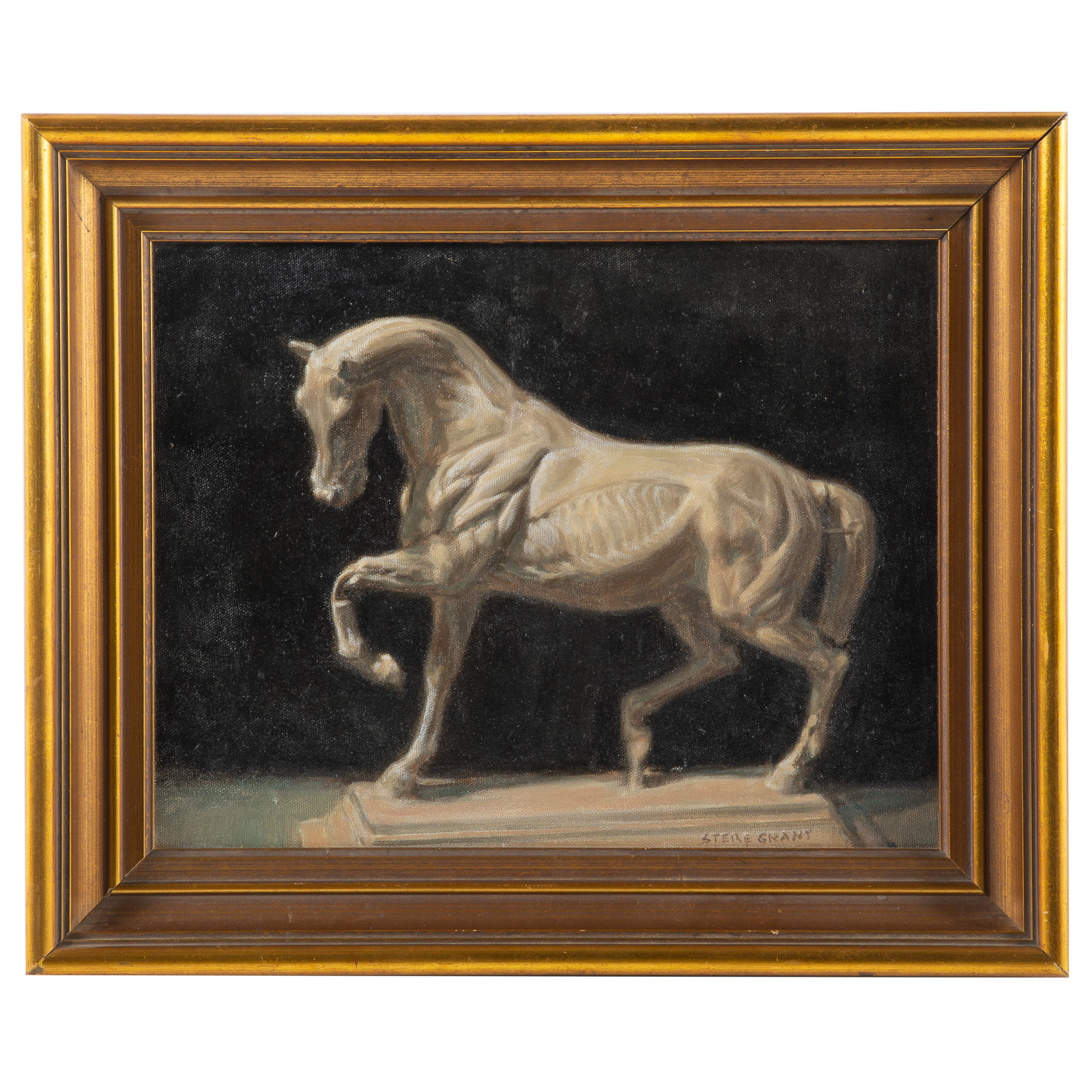 Appraisal: STERE GRANT HORSE ECORCHE OIL Romanian th st century Oil