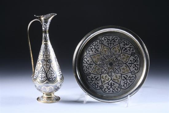 Appraisal: RUSSIAN SILVER EWER AND PLATTER silver standard assay mark St