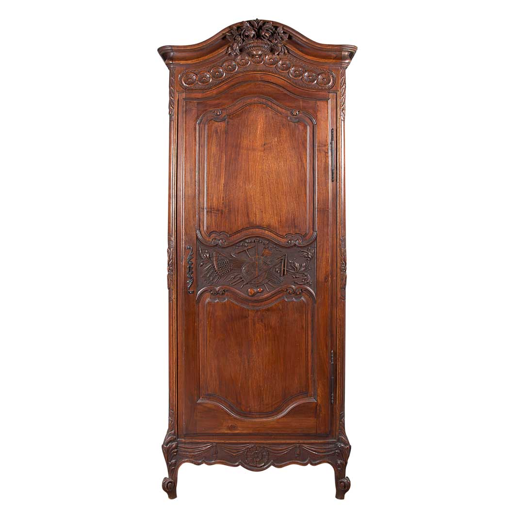 Appraisal: French Provincial Carved Mahogany Diminutive Armoire Last quarter of the