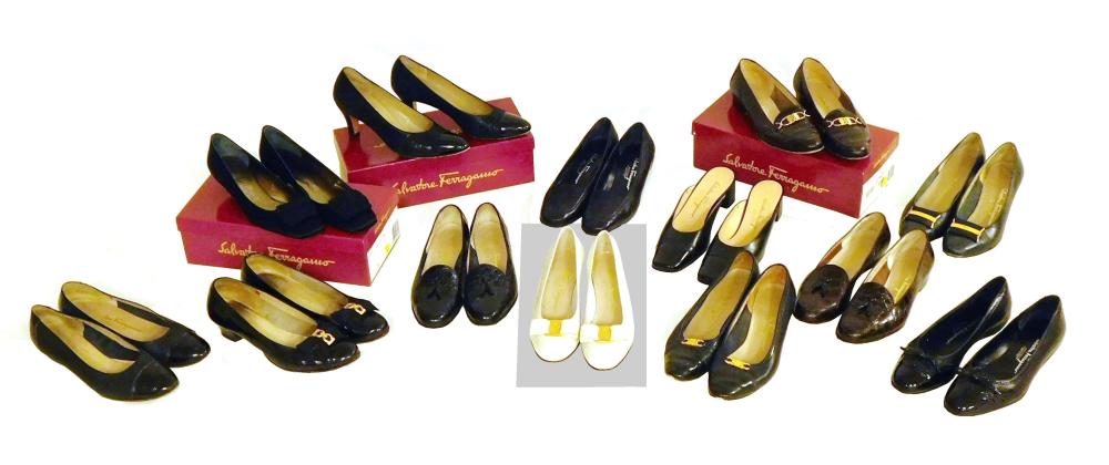 Appraisal: VINTAGE CLOTHING Thirteen pairs of Salvatore Ferragamo women's shoes sizes