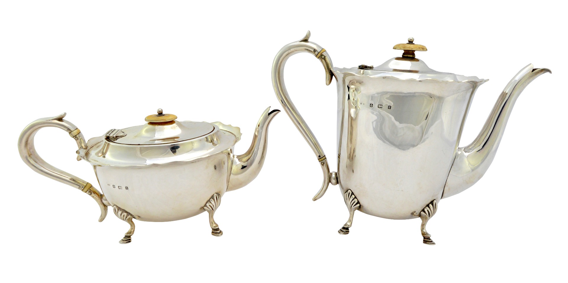 Appraisal: A silver four piece tea and coffee set comprising a