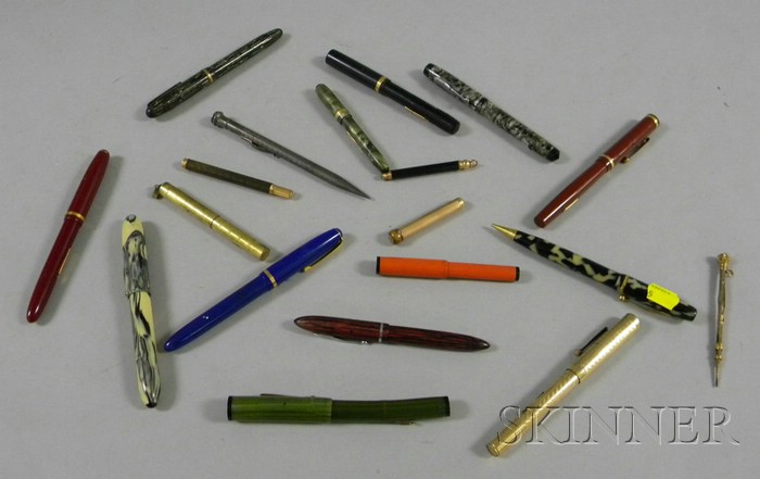 Appraisal: Approximately Nineteen Pens and Pencils includes a sterling pencil some