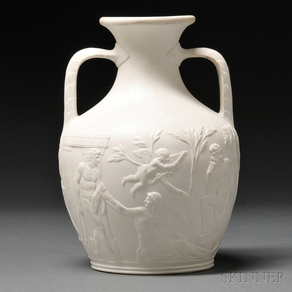 Appraisal: Wedgwood Solid White Jasper Portland Vase England th century classical