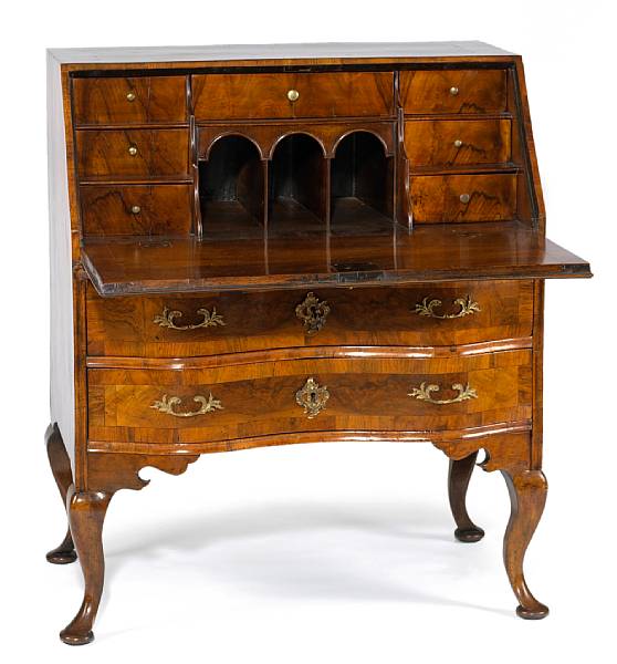 Appraisal: A German Rococo inlaid walnut deskmid th century The rectangular