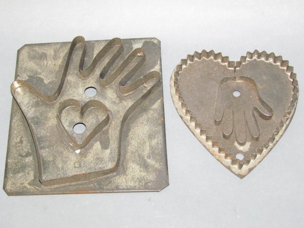 Appraisal: TIN HEART HAND COOKIE CUTTERS minor wear