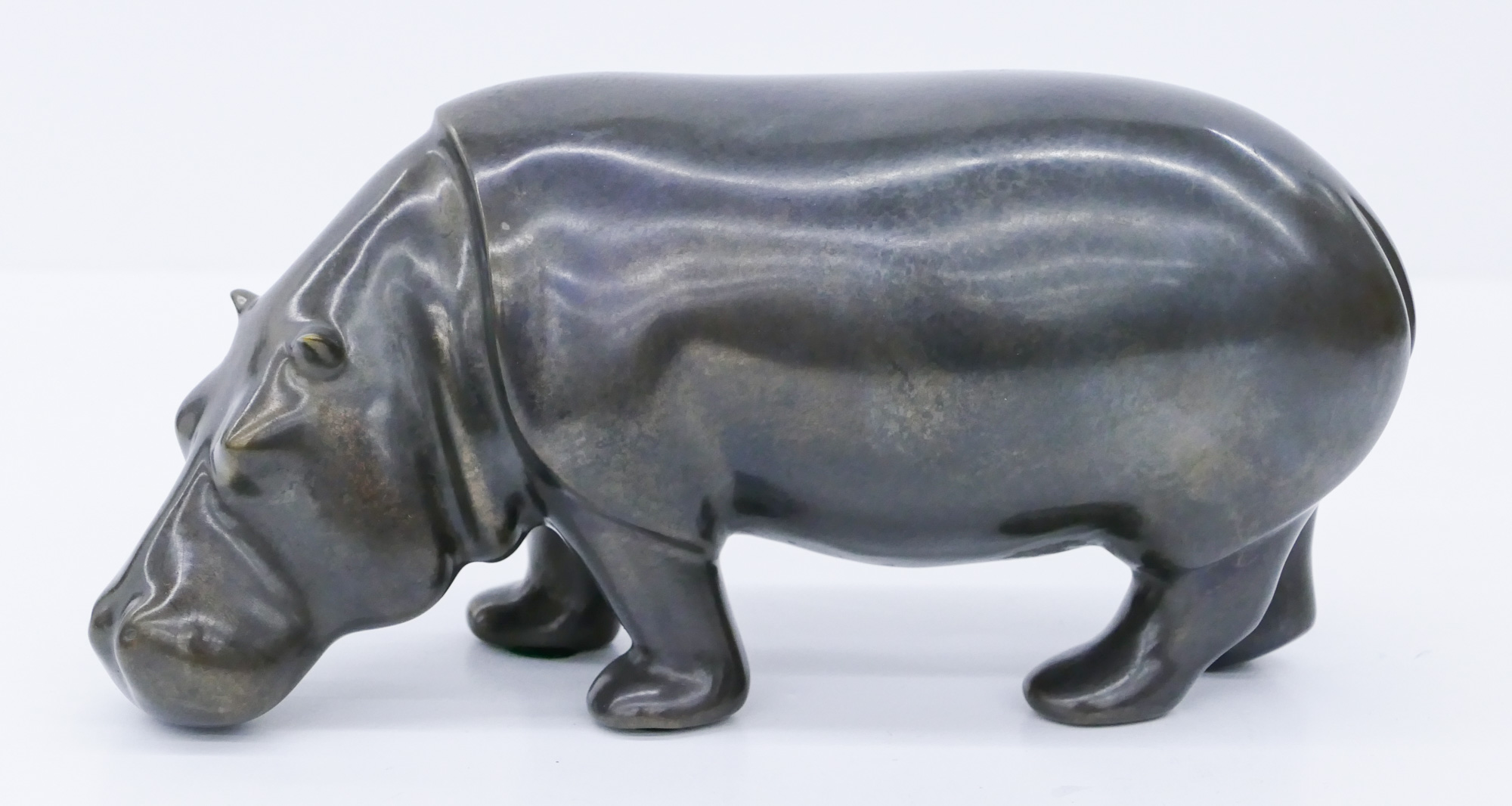 Appraisal: Loet Vanderveen - American ''Hippo'' Patinated Bronze Sculpture ''x ''